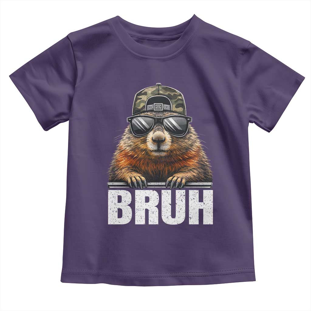 Bruh Groundhog Toddler T Shirt Funny Woodchuck Camo Hat Youth Teens Kids Slang TS10 Purple Print Your Wear