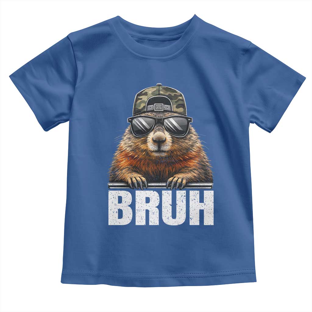 Bruh Groundhog Toddler T Shirt Funny Woodchuck Camo Hat Youth Teens Kids Slang TS10 Royal Blue Print Your Wear