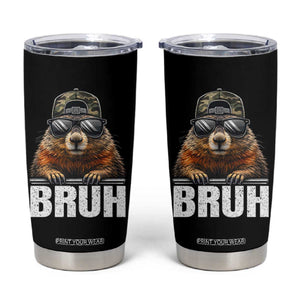 Bruh Groundhog Tumbler Cup Funny Woodchuck Camo Hat Youth Teens Kids Slang TS10 Black Print Your Wear