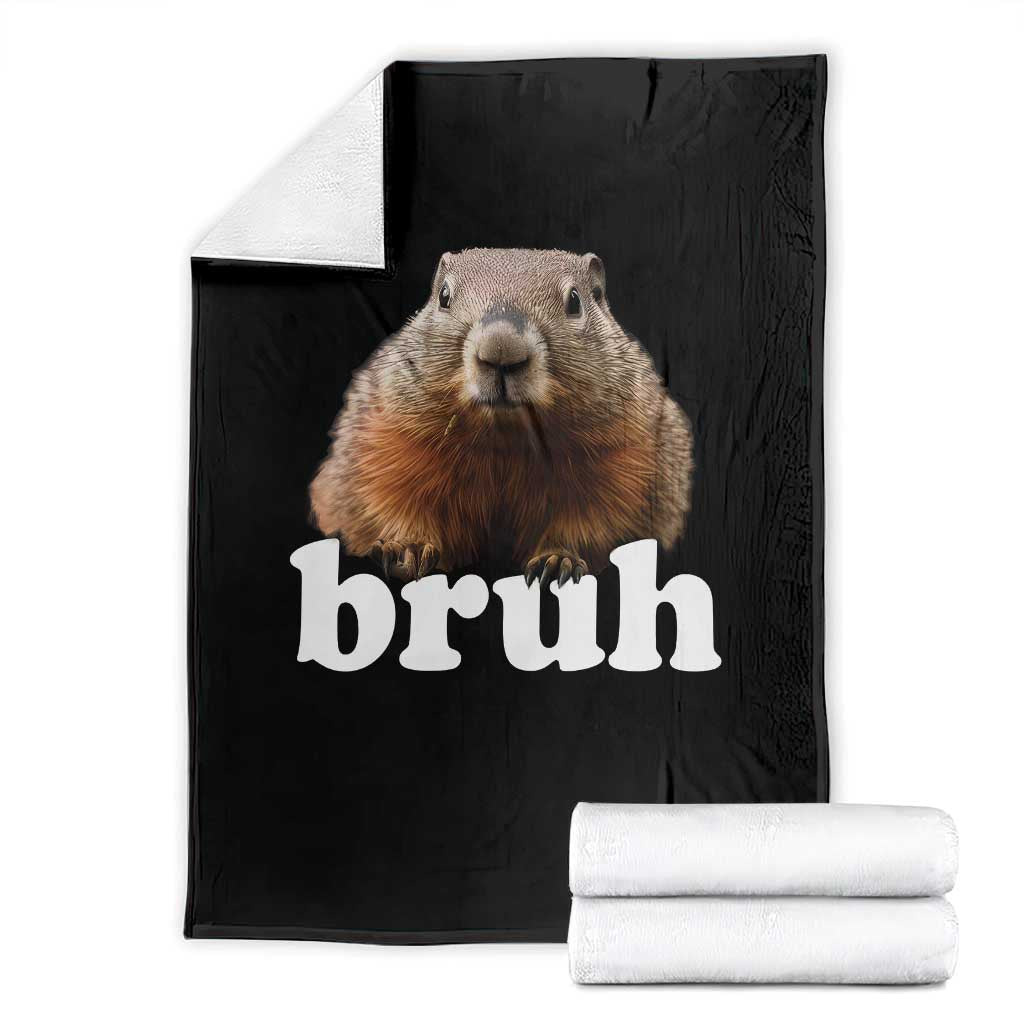 Bruh Groundhog Throw Blanket Funny Woodchuck Youth Teens Kids Slang TS10 Black Print Your Wear
