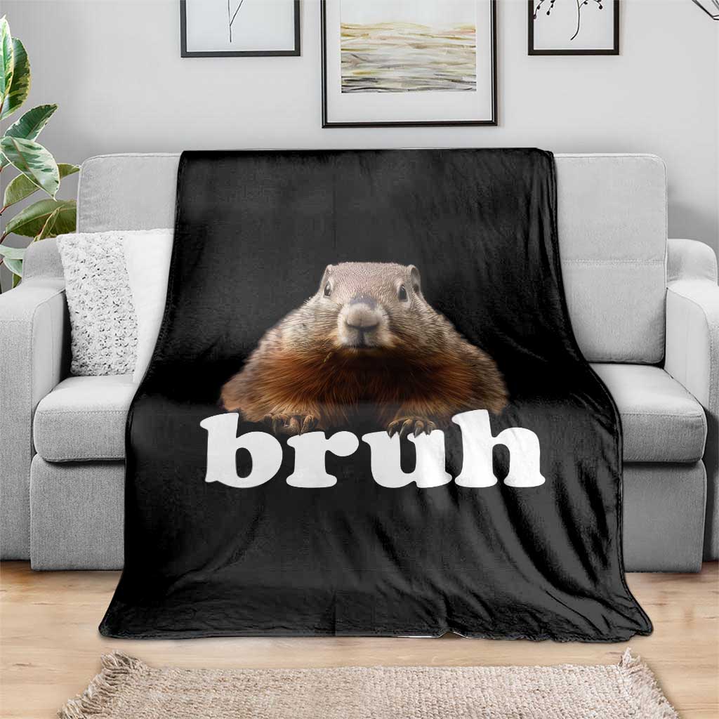 Bruh Groundhog Throw Blanket Funny Woodchuck Youth Teens Kids Slang TS10 Print Your Wear