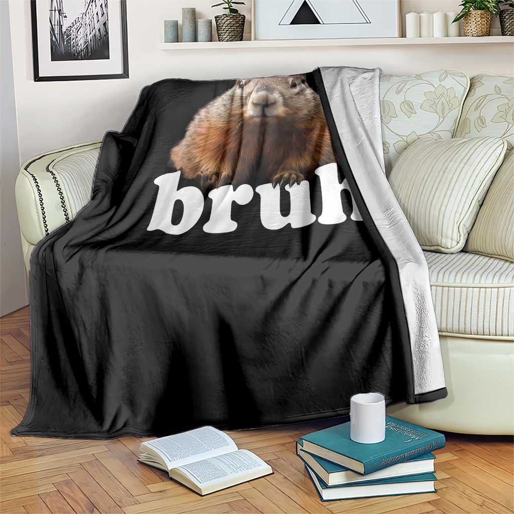 Bruh Groundhog Throw Blanket Funny Woodchuck Youth Teens Kids Slang TS10 Print Your Wear