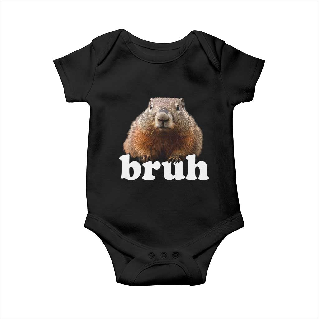 Bruh Groundhog Baby Onesie Funny Woodchuck Youth Teens Kids Slang TS10 Black Print Your Wear