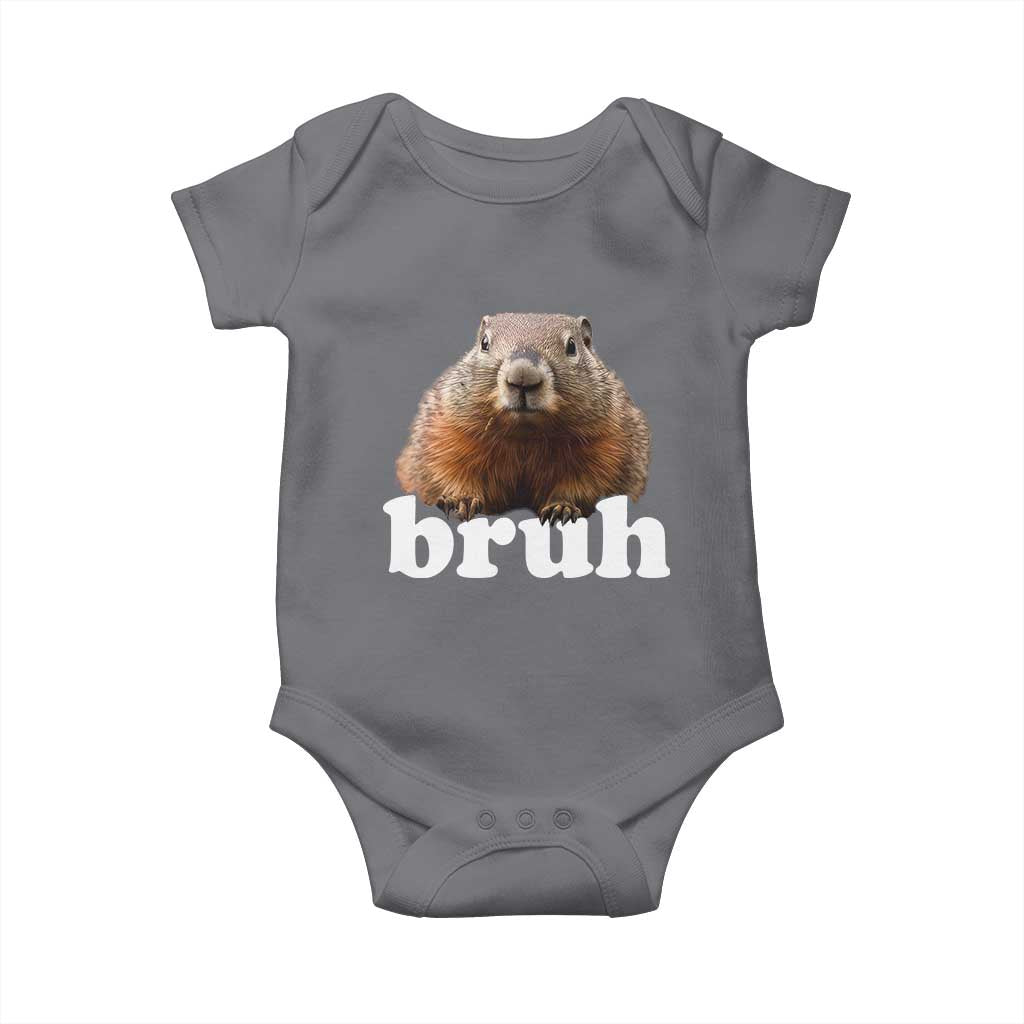 Bruh Groundhog Baby Onesie Funny Woodchuck Youth Teens Kids Slang TS10 Charcoal Print Your Wear