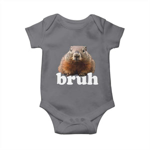 Bruh Groundhog Baby Onesie Funny Woodchuck Youth Teens Kids Slang TS10 Charcoal Print Your Wear