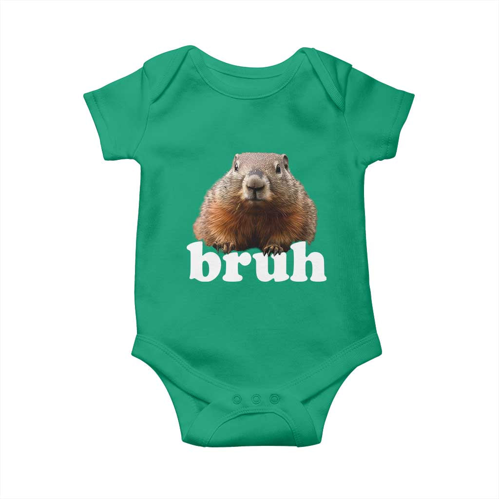 Bruh Groundhog Baby Onesie Funny Woodchuck Youth Teens Kids Slang TS10 Irish Green Print Your Wear