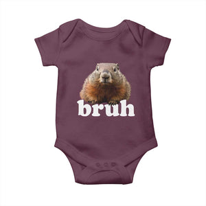 Bruh Groundhog Baby Onesie Funny Woodchuck Youth Teens Kids Slang TS10 Maroon Print Your Wear