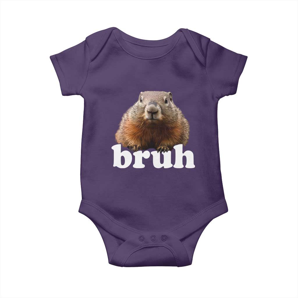 Bruh Groundhog Baby Onesie Funny Woodchuck Youth Teens Kids Slang TS10 Purple Print Your Wear