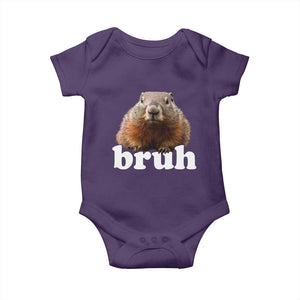 Bruh Groundhog Baby Onesie Funny Woodchuck Youth Teens Kids Slang TS10 Purple Print Your Wear
