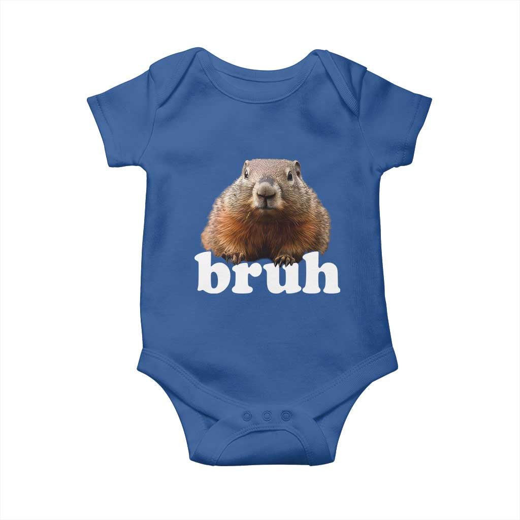 Bruh Groundhog Baby Onesie Funny Woodchuck Youth Teens Kids Slang TS10 Royal Blue Print Your Wear