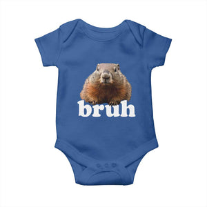 Bruh Groundhog Baby Onesie Funny Woodchuck Youth Teens Kids Slang TS10 Royal Blue Print Your Wear