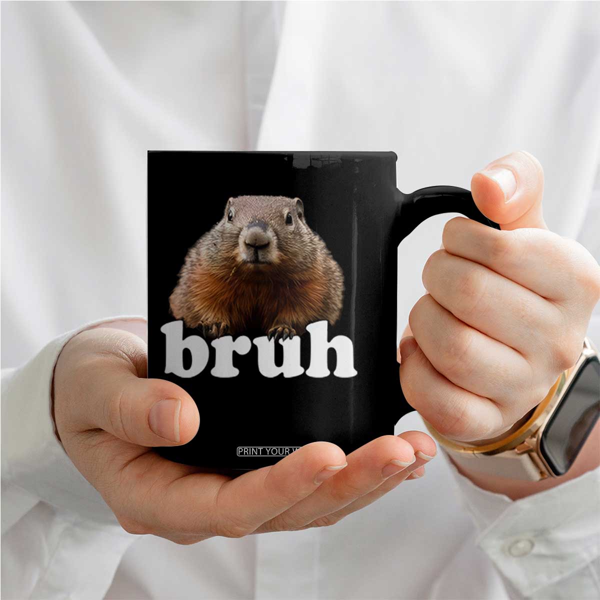 Bruh Groundhog Coffee Mug Funny Woodchuck Youth Teens Kids Slang TS10 Print Your Wear