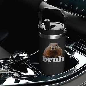 Bruh Groundhog Flip Straw Tumbler Funny Woodchuck Youth Teens Kids Slang TS10 Print Your Wear