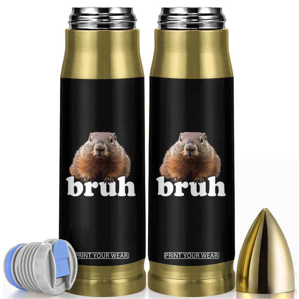 Bruh Groundhog Bullet Tumbler Funny Woodchuck Youth Teens Kids Slang TS10 Black Print Your Wear