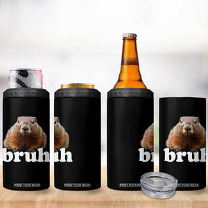 Bruh Groundhog 4 in 1 Can Cooler Tumbler Funny Woodchuck Youth Teens Kids Slang TS10 Print Your Wear