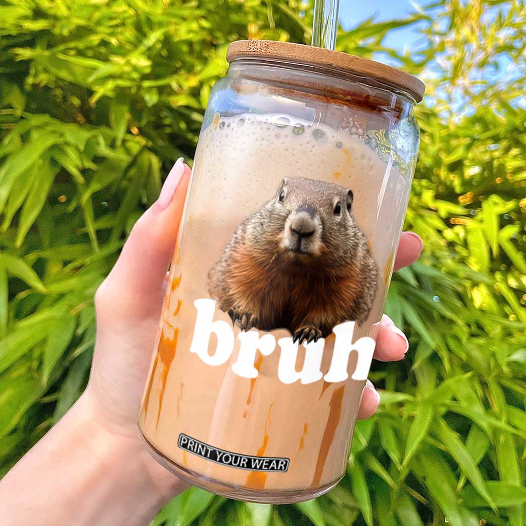 Bruh Groundhog Glass Can Funny Woodchuck Youth Teens Kids Slang TS10 Black Print Your Wear