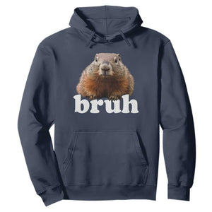 Bruh Groundhog Hoodie Funny Woodchuck Youth Teens Kids Slang TS10 Navy Print Your Wear