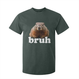 Bruh Groundhog T Shirt For Kid Funny Woodchuck Youth Teens Kids Slang TS10 Dark Forest Green Print Your Wear