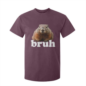 Bruh Groundhog T Shirt For Kid Funny Woodchuck Youth Teens Kids Slang TS10 Maroon Print Your Wear