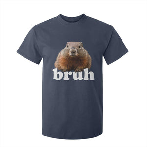 Bruh Groundhog T Shirt For Kid Funny Woodchuck Youth Teens Kids Slang TS10 Navy Print Your Wear