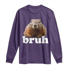 Bruh Groundhog Long Sleeve Shirt Funny Woodchuck Youth Teens Kids Slang TS10 Purple Print Your Wear