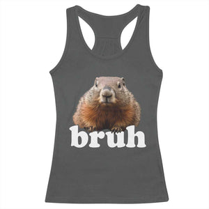 Bruh Groundhog Racerback Tank Top Funny Woodchuck Youth Teens Kids Slang TS10 Dark Heather Print Your Wear