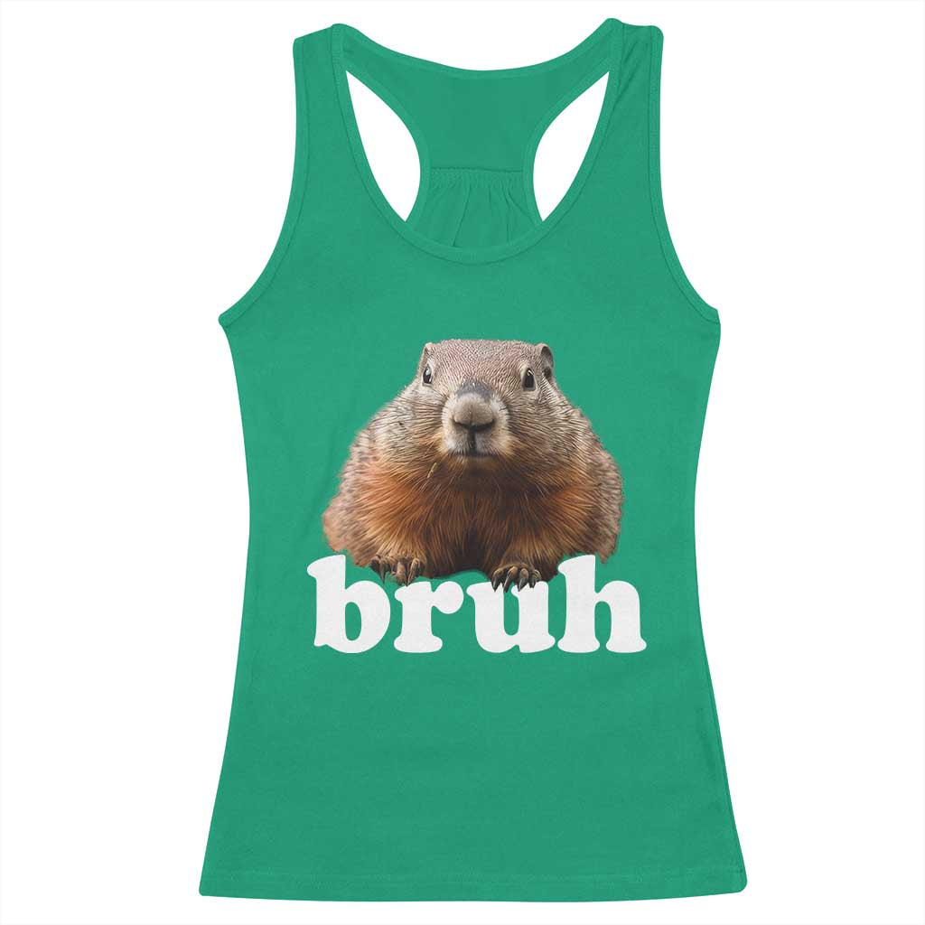 Bruh Groundhog Racerback Tank Top Funny Woodchuck Youth Teens Kids Slang TS10 Irish Green Print Your Wear