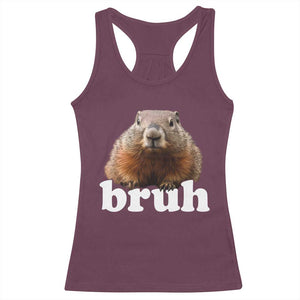 Bruh Groundhog Racerback Tank Top Funny Woodchuck Youth Teens Kids Slang TS10 Maroon Print Your Wear