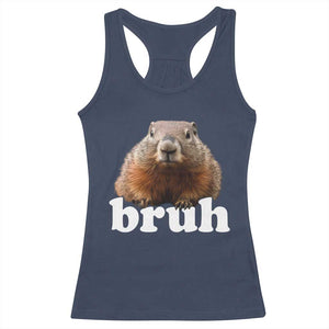 Bruh Groundhog Racerback Tank Top Funny Woodchuck Youth Teens Kids Slang TS10 Navy Print Your Wear