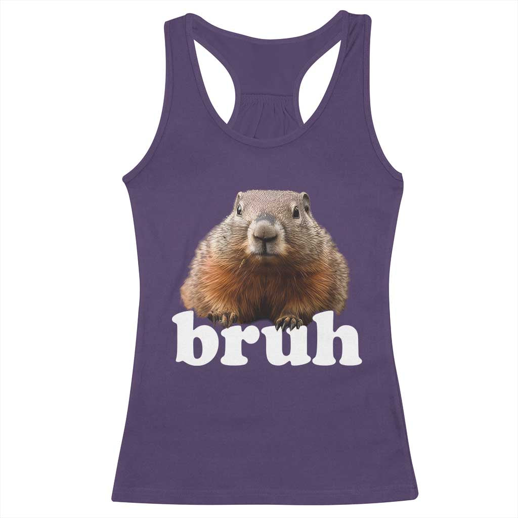 Bruh Groundhog Racerback Tank Top Funny Woodchuck Youth Teens Kids Slang TS10 Purple Print Your Wear