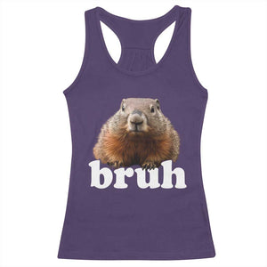 Bruh Groundhog Racerback Tank Top Funny Woodchuck Youth Teens Kids Slang TS10 Purple Print Your Wear