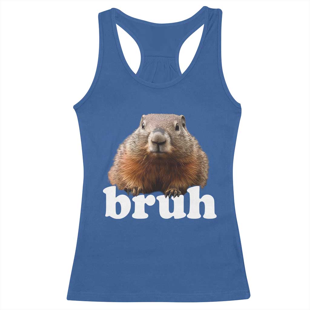 Bruh Groundhog Racerback Tank Top Funny Woodchuck Youth Teens Kids Slang TS10 Royal Blue Print Your Wear