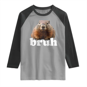 Bruh Groundhog Raglan Shirt Funny Woodchuck Youth Teens Kids Slang TS10 Sport Gray Black Print Your Wear