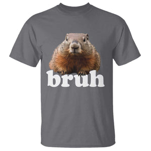 Bruh Groundhog T Shirt Funny Woodchuck Youth Teens Kids Slang TS10 Charcoal Print Your Wear