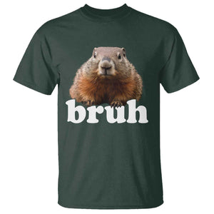 Bruh Groundhog T Shirt Funny Woodchuck Youth Teens Kids Slang TS10 Dark Forest Green Print Your Wear