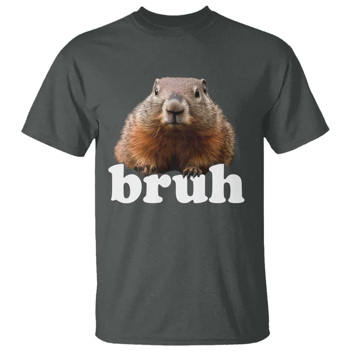 Bruh Groundhog T Shirt Funny Woodchuck Youth Teens Kids Slang TS10 Dark Heather Print Your Wear