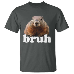 Bruh Groundhog T Shirt Funny Woodchuck Youth Teens Kids Slang TS10 Dark Heather Print Your Wear