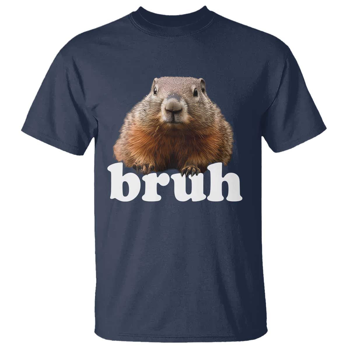 Bruh Groundhog T Shirt Funny Woodchuck Youth Teens Kids Slang TS10 Navy Print Your Wear