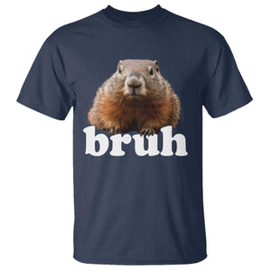 Bruh Groundhog T Shirt Funny Woodchuck Youth Teens Kids Slang TS10 Navy Print Your Wear
