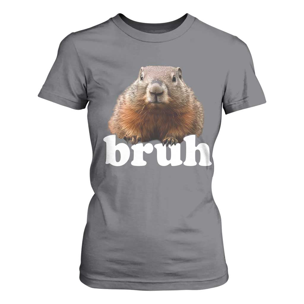 Bruh Groundhog T Shirt For Women Funny Woodchuck Youth Teens Kids Slang TS10 Charcoal Print Your Wear
