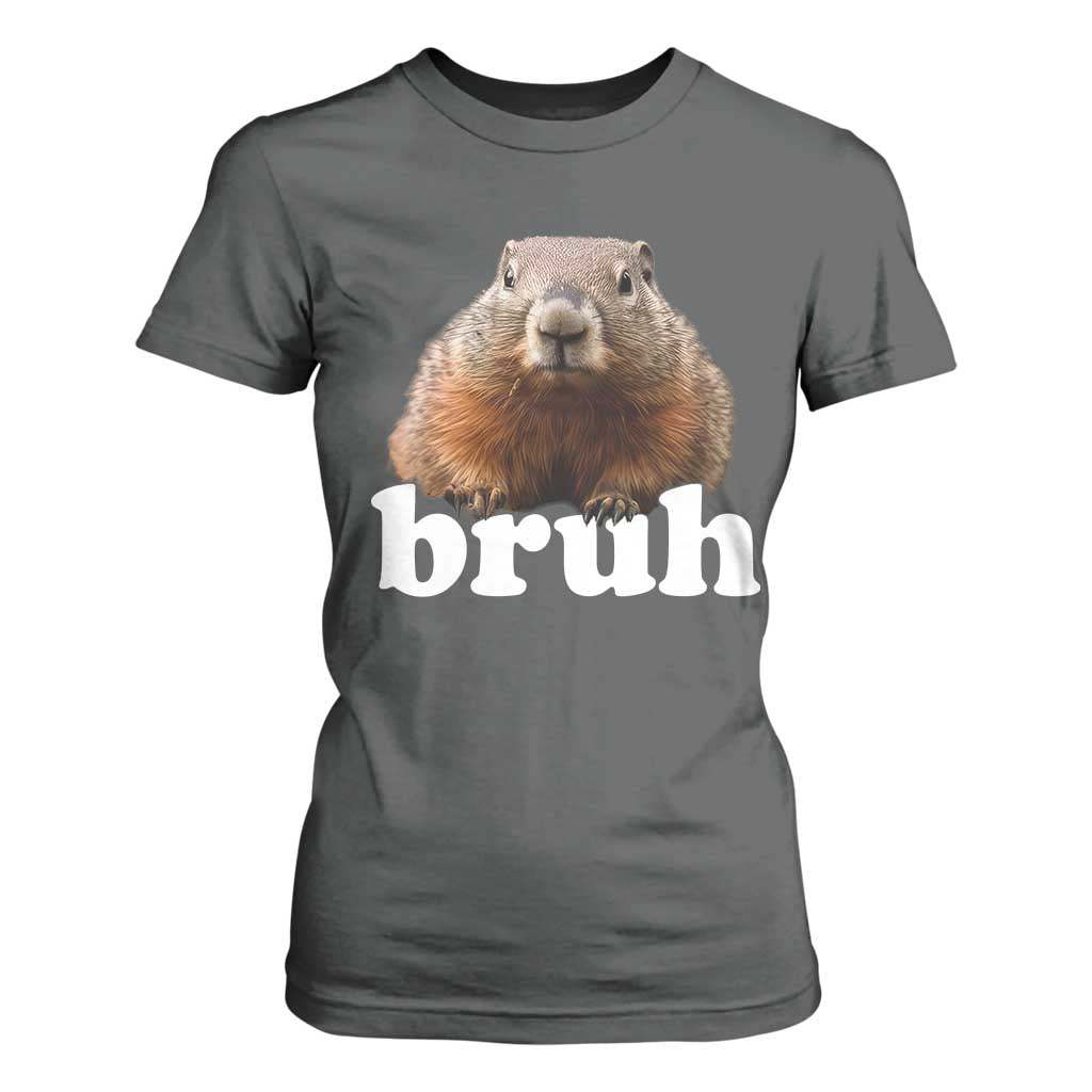 Bruh Groundhog T Shirt For Women Funny Woodchuck Youth Teens Kids Slang TS10 Dark Heather Print Your Wear
