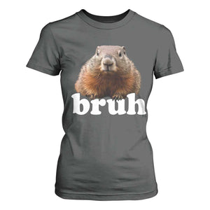 Bruh Groundhog T Shirt For Women Funny Woodchuck Youth Teens Kids Slang TS10 Dark Heather Print Your Wear