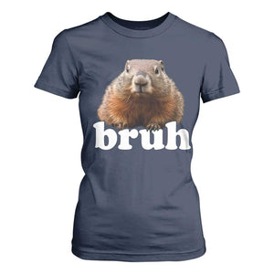 Bruh Groundhog T Shirt For Women Funny Woodchuck Youth Teens Kids Slang TS10 Navy Print Your Wear