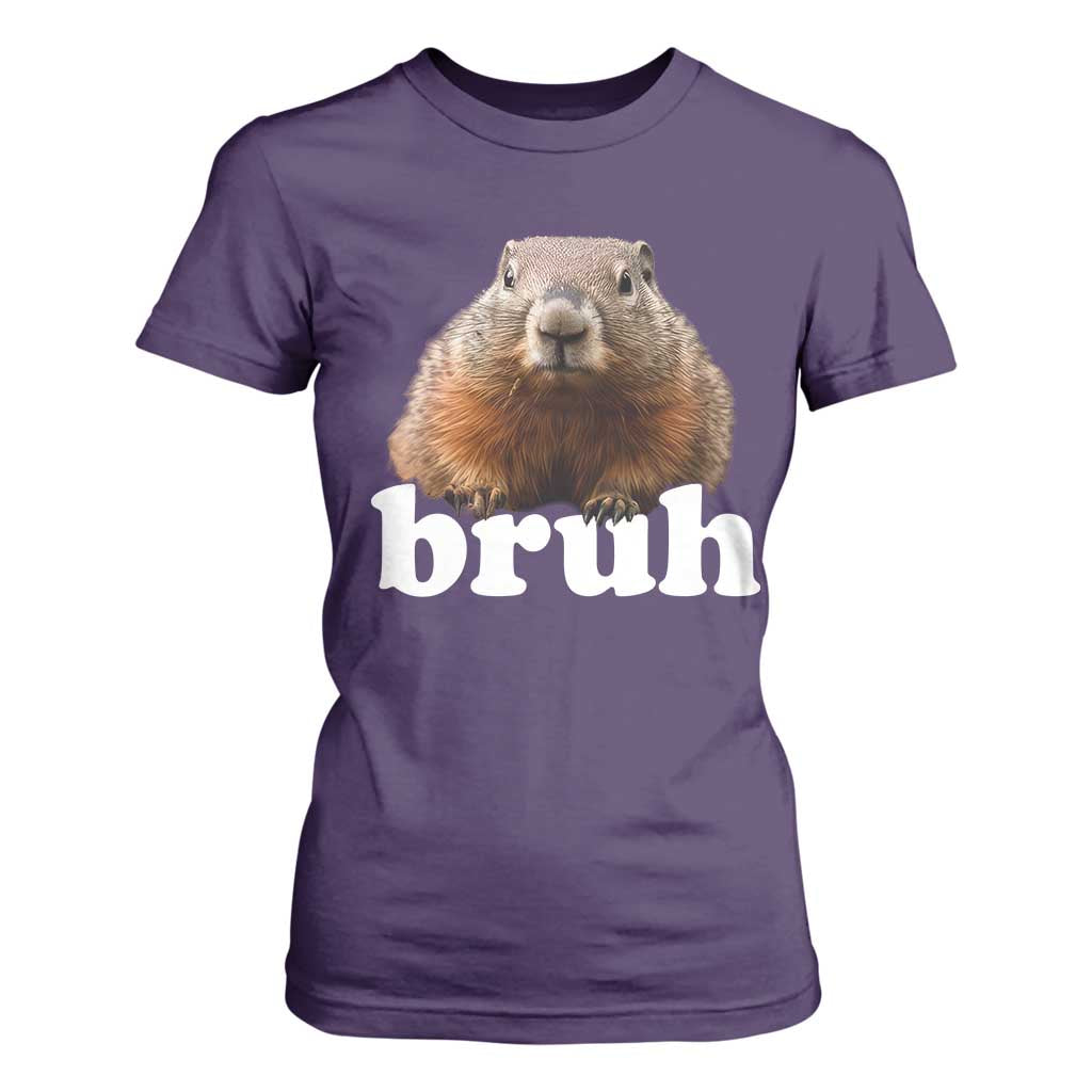 Bruh Groundhog T Shirt For Women Funny Woodchuck Youth Teens Kids Slang TS10 Purple Print Your Wear