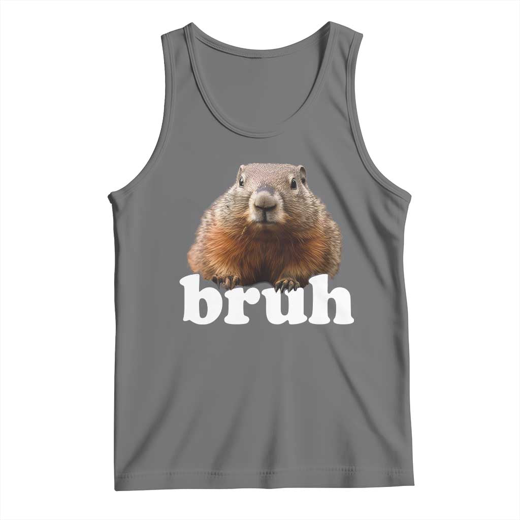 Bruh Groundhog Tank Top Funny Woodchuck Youth Teens Kids Slang TS10 Black Heather Print Your Wear