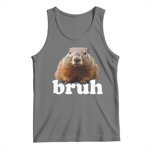 Bruh Groundhog Tank Top Funny Woodchuck Youth Teens Kids Slang TS10 Black Heather Print Your Wear