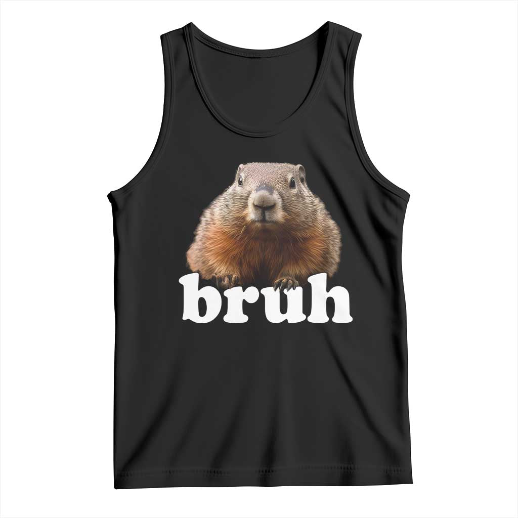 Bruh Groundhog Tank Top Funny Woodchuck Youth Teens Kids Slang TS10 Black Print Your Wear