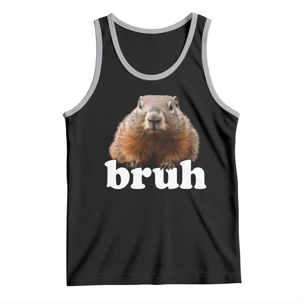 Bruh Groundhog Tank Top Funny Woodchuck Youth Teens Kids Slang TS10 Black Athletic Heather Print Your Wear