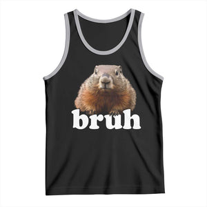 Bruh Groundhog Tank Top Funny Woodchuck Youth Teens Kids Slang TS10 Black Athletic Heather Print Your Wear