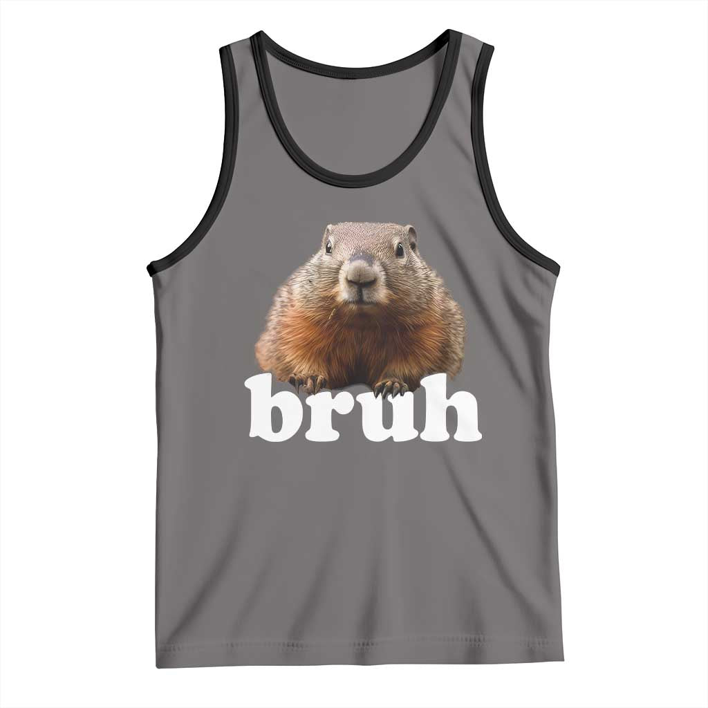 Bruh Groundhog Tank Top Funny Woodchuck Youth Teens Kids Slang TS10 Deep Heather Black Print Your Wear